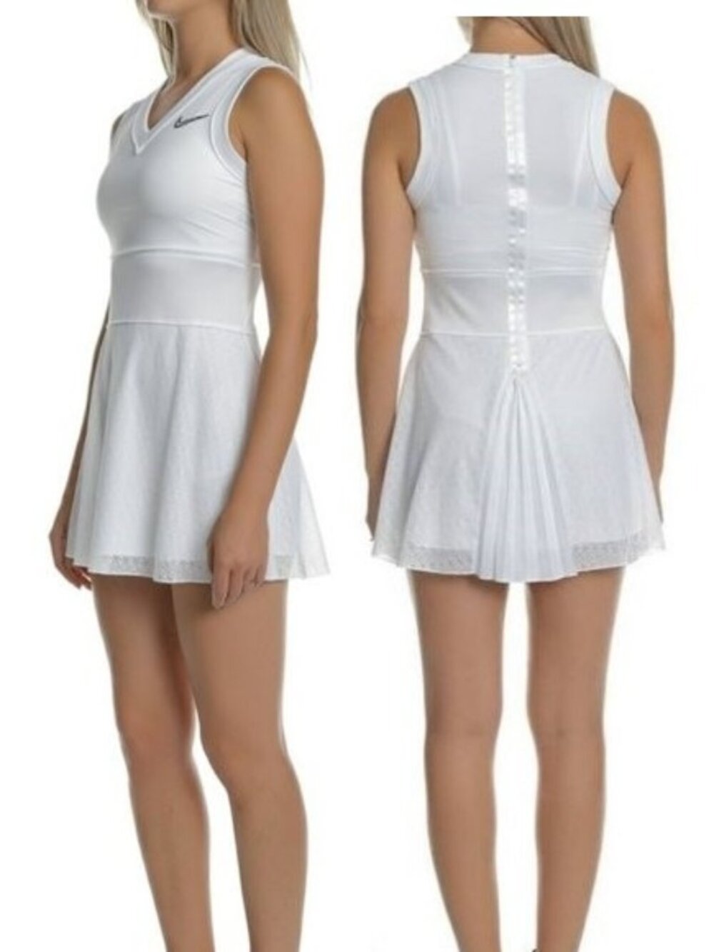 Nwt Nike White Tennis Dress w/ Zipper pleated skirt S Small